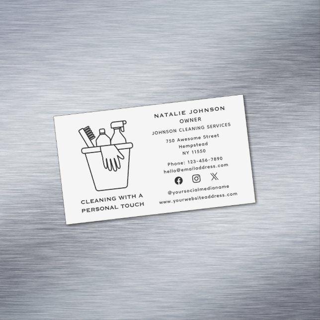 House Cleaning Services Janitorial Social Media Business Card Magnet (In Situ)