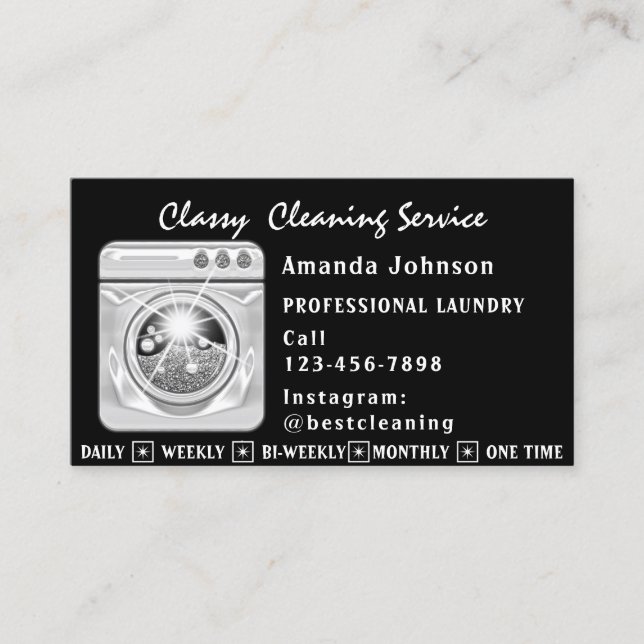 House Cleaning Services Laundy QR Code Logo Business Card (Front)