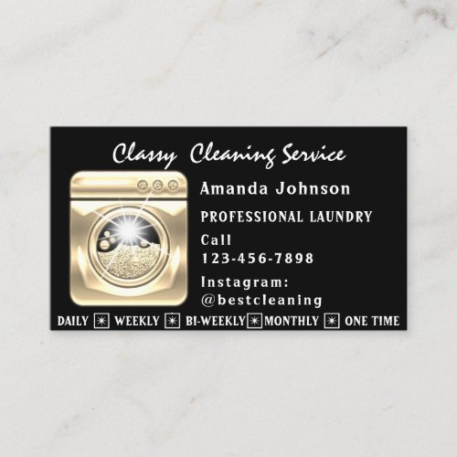 House Cleaning Services Laundy QR Code Logo Gold Business Card