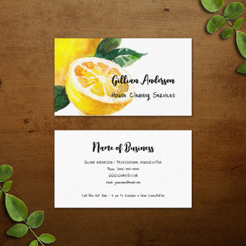 House Cleaning Services Lemon Slice Housekeeping Business Card by GirlyBusinessCards at Zazzle
