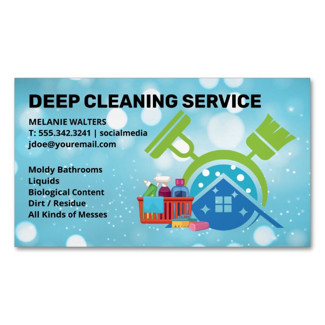 House Cleaning Services | Maid Cleaners Business Card Magnet (Front)