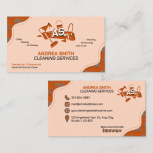 House Cleaning Services Professional Orange Logo Business Card