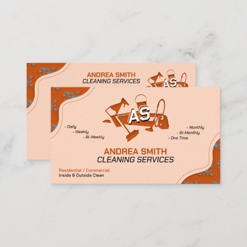 House Cleaning Services Professional Orange Logo  Business Card