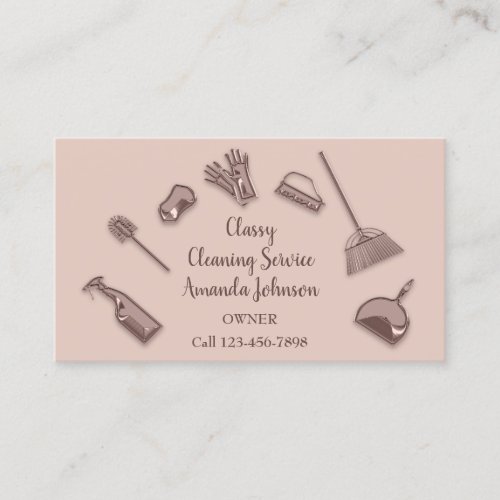 House Cleaning Services Rose Logo Maid Office Glam Business Card