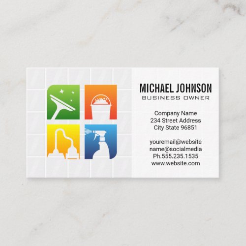 House Cleaning Services Supplies Icons Business Card