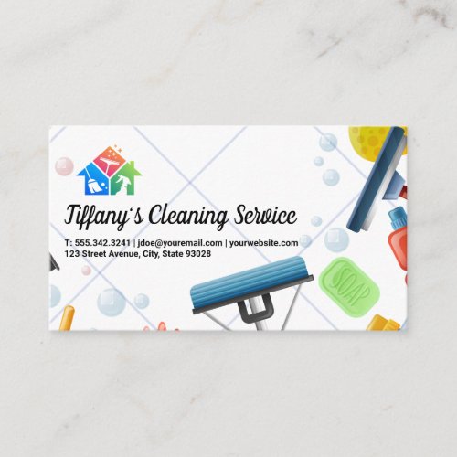 House Cleaning Services  Tools Equipment Business Card