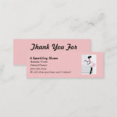 House Cleaning Skinny Business Card Pink Maid Lady (Front/Back)