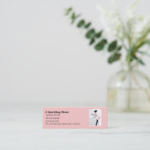 House Cleaning Skinny Business Card Pink Maid Lady (Standing Front)