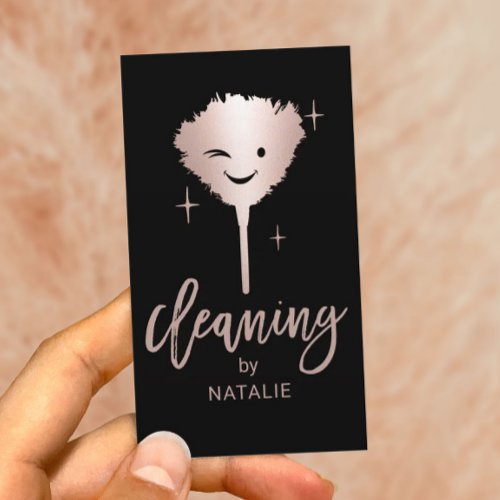 House Cleaning Smiling Feather Duster Housekeeping Business Card