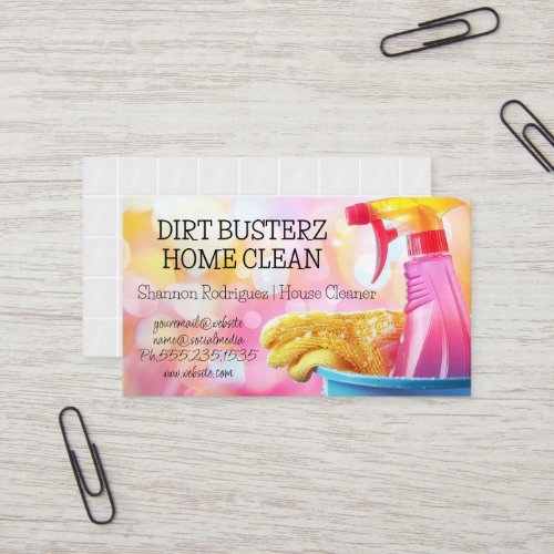 House Cleaning  Spray Bottle and Rag Business Card