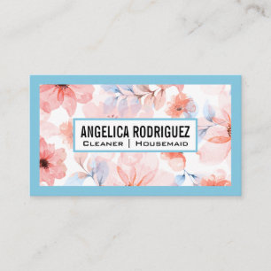 House Cleaning Supplies Flowers Background Business Card