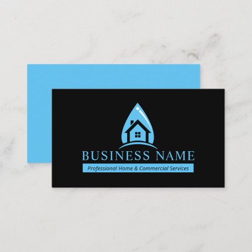 House Cleaning Water Drop House Logo Housekeeping Business Card
