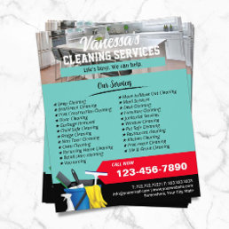 House Cleaning Window Cleaning Maid Service Teal Flyer