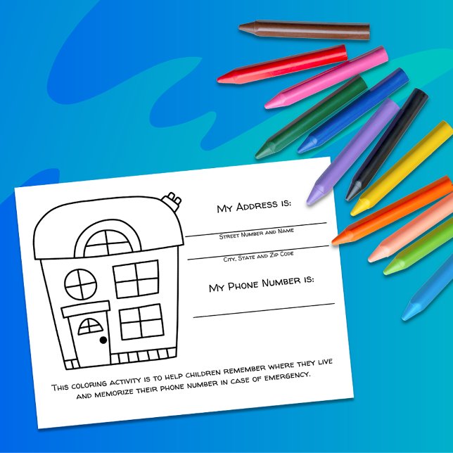 House Color Emergency Info for Kids Activity Card (Creator Uploaded)