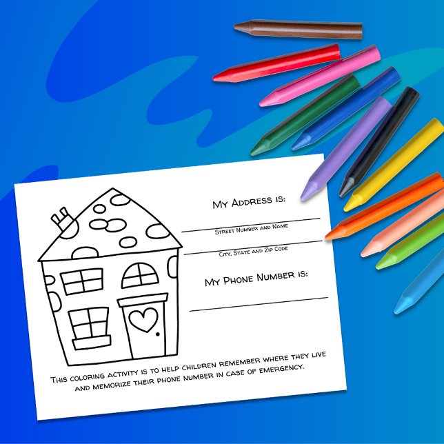House Color Emergency Info for Kids Activity Card (Creator Uploaded)