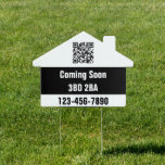 House Coming Soon Black White Phone Number QR Code Sign