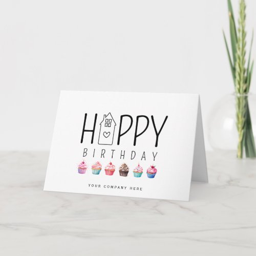 House Cupcake Happy Birthday Realty Card