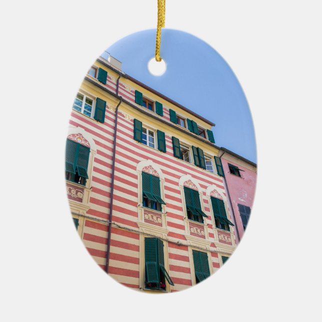 House facades Monterosso Cinque Terre Liguria Ital Ceramic Ornament (Front)