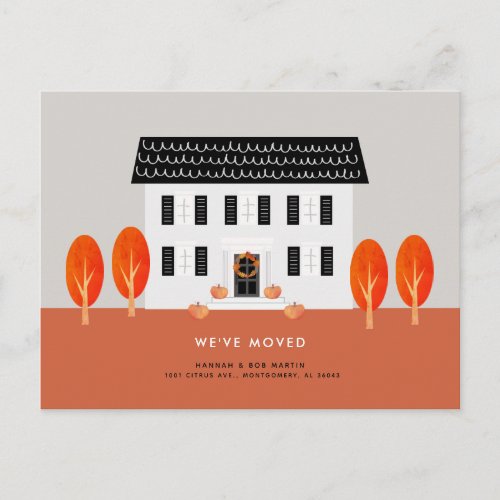 House Fall Autumn Tree Moving Announcement Postcard