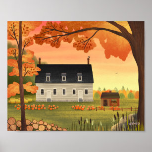 House Fall Halloween Farm Art Print