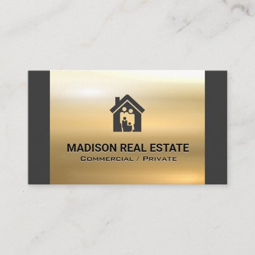 House Family Logo  Gold Metal Business Card