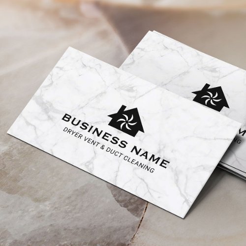 House  Fan Logo Dryer Vent  Duct Cleaning Marble Business Card