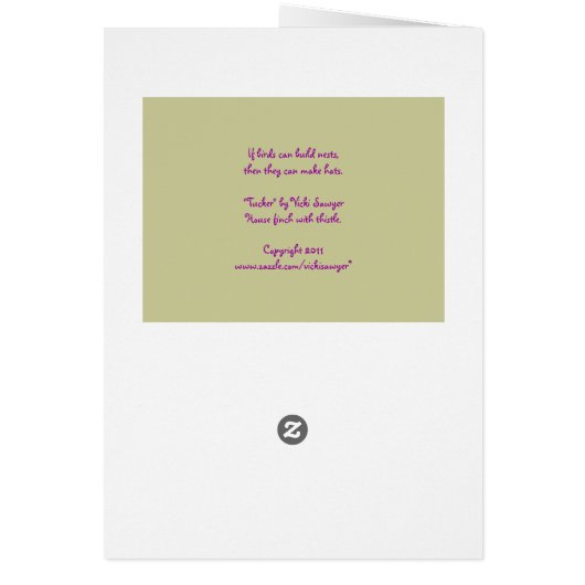 house finch card, Tucker (Back)