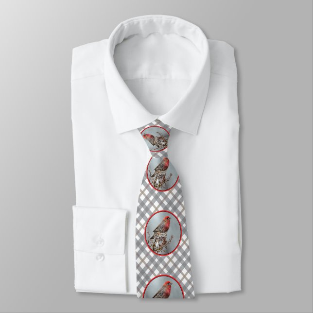 House Finch in Snow - Original Photograph Neck Tie (Tied)