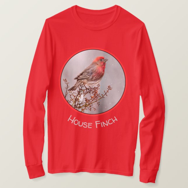 House Finch in Snow - Original Photograph T-Shirt (Design Front)