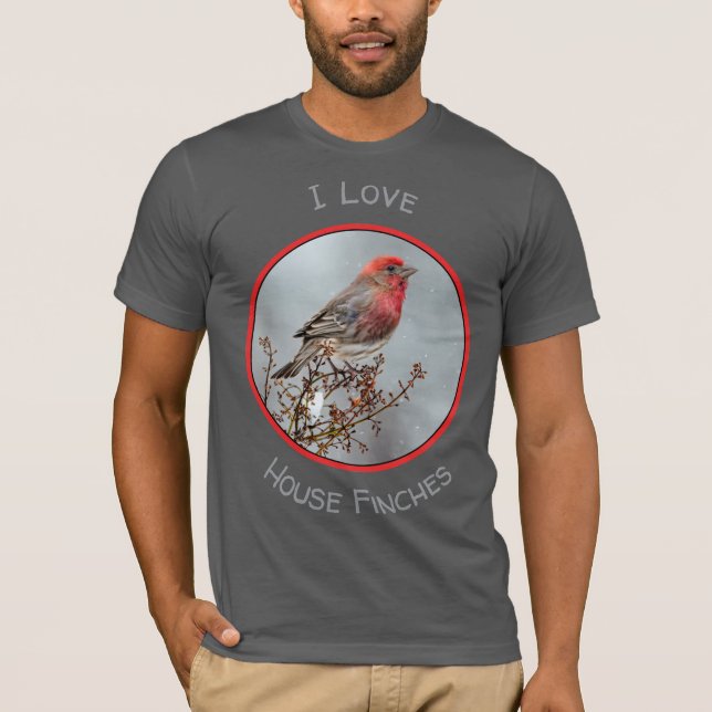 House Finch in Snow - Original Photograph T-Shirt (Front)