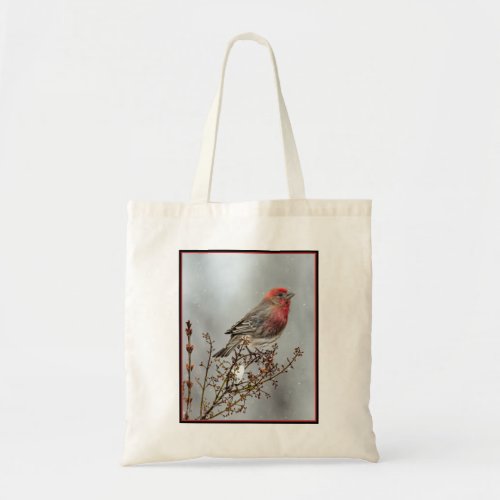 House Finch in Snow _ Original Photograph Tote Bag