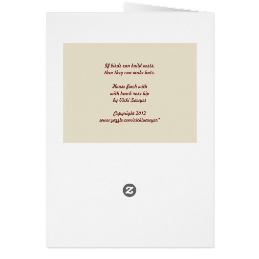 House finch on feathers card (Back)