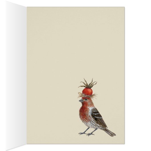 House finch on feathers card (Inside (Right))