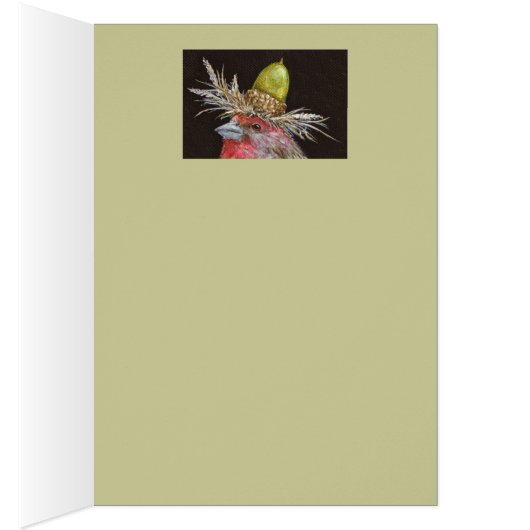 house finch with acorn card (Inside (Right))