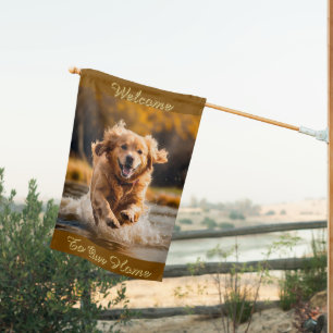 House Flag Golden Retriever Welcome To Our Home