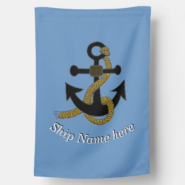 House Flag - Ship Anchor with Name (Back)