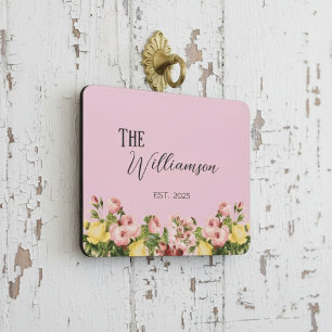 House Floral Custom Established Year Door Sign