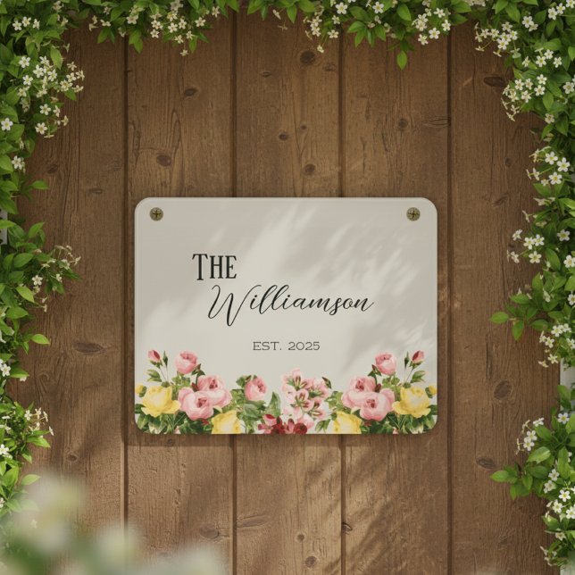 House Floral Custom Established Year Door Sign (Creator Uploaded)