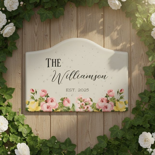House Floral Custom Established Year Door Sign (Creator Uploaded)