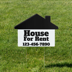 House for Rent Black and White Phone Number Sign