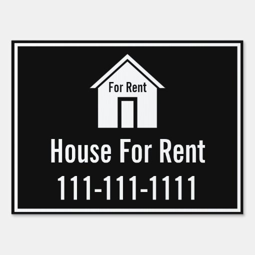 House For Rent Black and White Text Template Sign | Zazzle