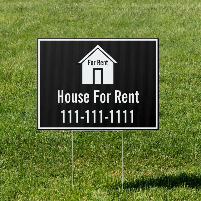 House For Rent Black and White Text Template Sign (Insitu)