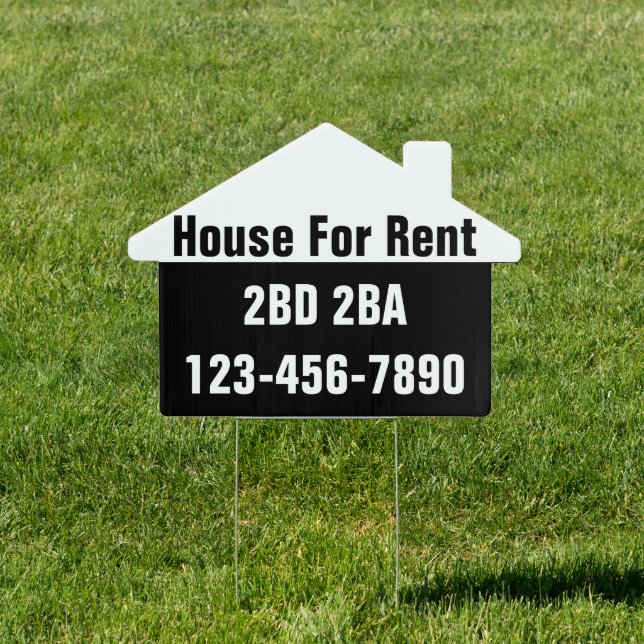 House For Rent Black White Phone Number Bed Bath Sign (Insitu)