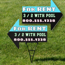 House for Rent or Sale Arrow Shaped Sign