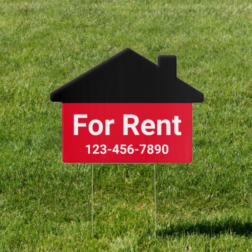 House for Rent Red and Black Phone Number Rental Sign