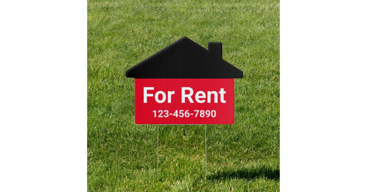 House for Rent Red and Black Phone Number Rental Sign | Zazzle
