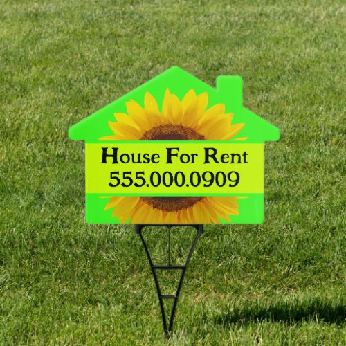 House for Rent Sale Bright Colors Lawn Sign