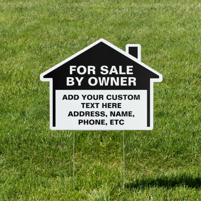 Owner Sign House For Sale By Owner Custom Black Yard Sign | Zazzle