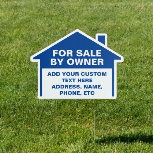 House For Sale By Owner Custom Blue Yard Sign