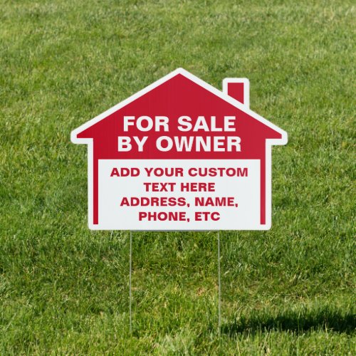 House For Sale By Owner Custom Red Yard Sign